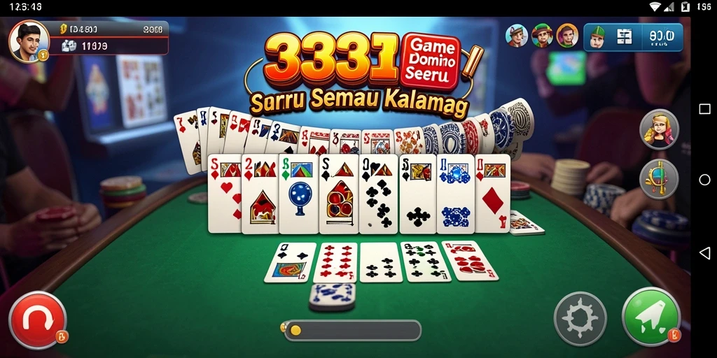 Screenshot gameplay <strong>333I</strong> yang menampilkan suasana pertandingan Domino yang seru.
