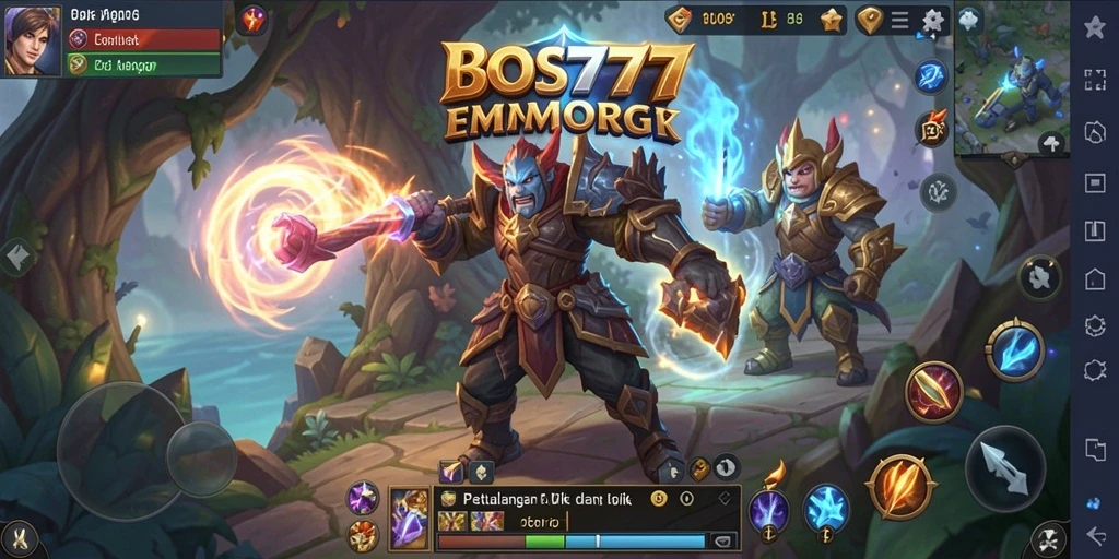 Gameplay epik BOS777 menunjukkan pertarungan antar pemain dan eksplorasi dunia.