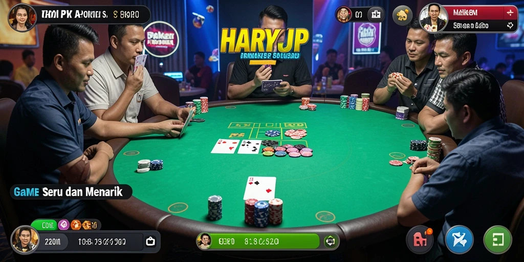 Screenshot gameplay HARAPJP yang menunjukkan aksi Poker seru.