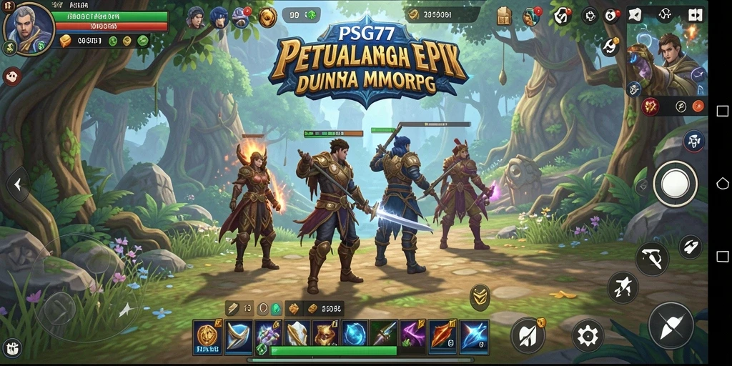 Screenshot gameplay <strong>PSG77</strong> menampilkan pertempuran epik dan keindahan dunia fantasi.
