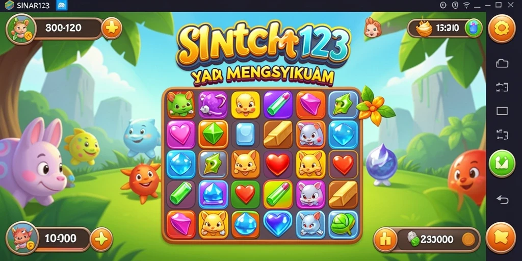 Tampilan menarik dari gameplay SINAR123 dengan cocokkan permata.