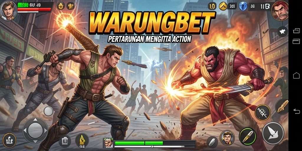 Screenshot gameplay WARUNGBET menampilkan pertarungan berintensitas tinggi.